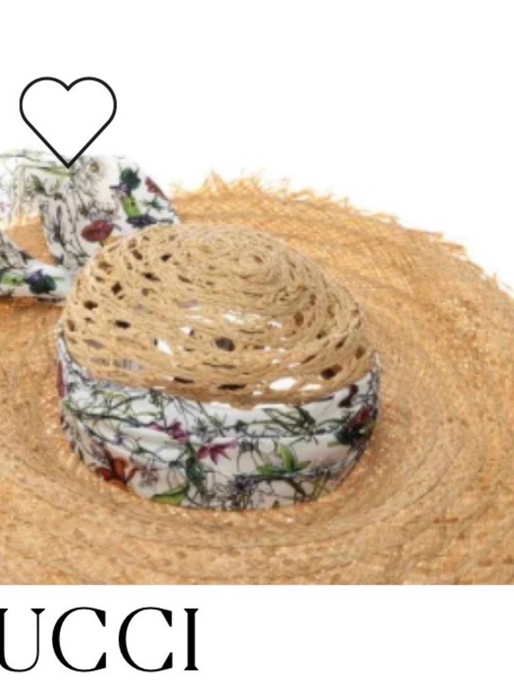 Gucci Natural Straw Wide-Brim Hat with Floral Silk Scarf - Picture 3 of 8